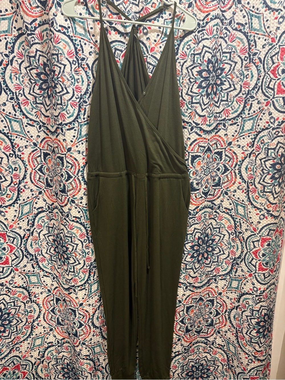 Olive Green Sleeveless One-Piece Jumpsuit